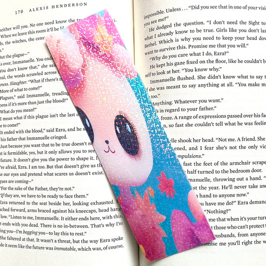 Pink Flower Kitty - Laminated Bookmarks